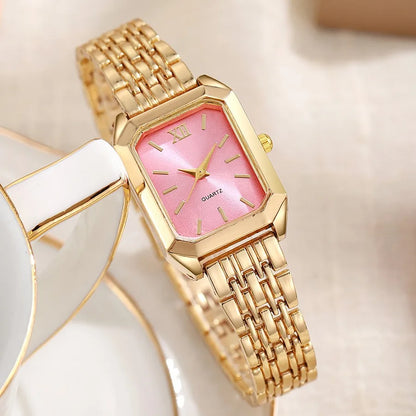 Montre + bracelet Quartz type luxe Plaqué or