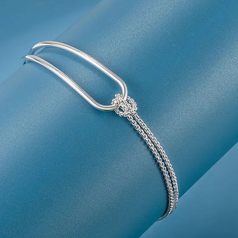 Bracelet en argent simple et élégant, pour femmes nouvelle collection