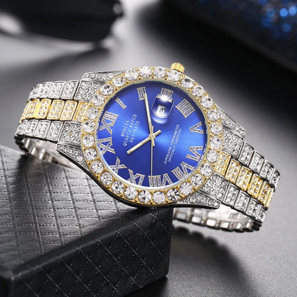 Montre type luxe pour hommes/femmes, Quartz cadrant romain