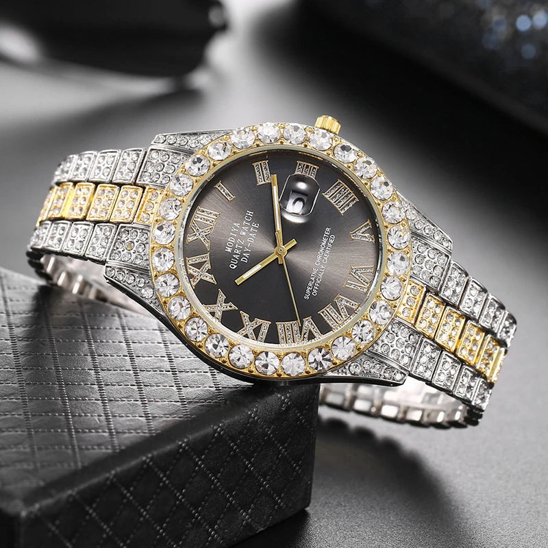 Montre type luxe pour hommes/femmes, Quartz cadrant romain