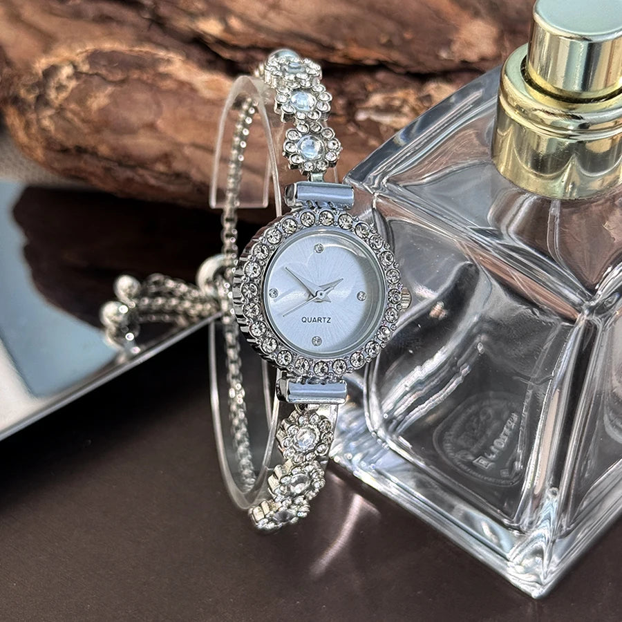 Montre-bracelet et cadran sertis de diamants quartz pour femme