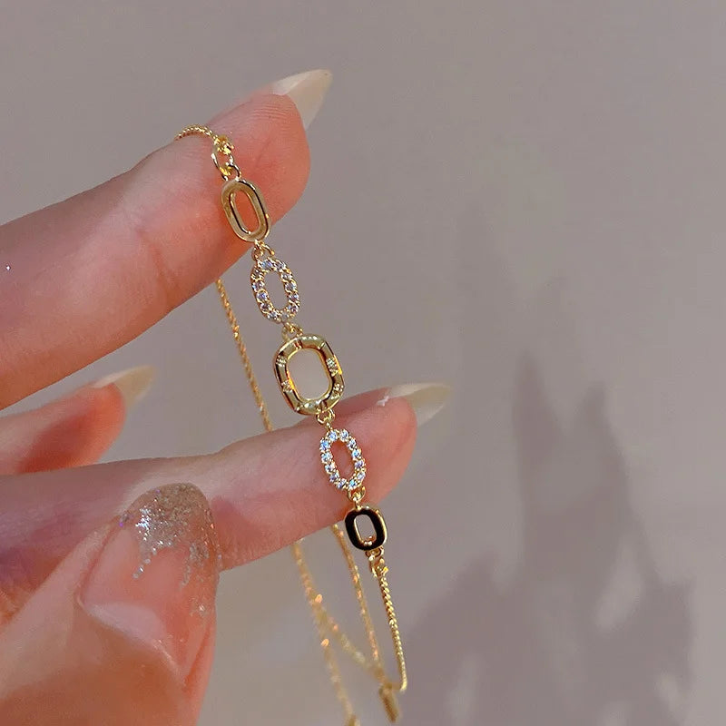 Bracelet type luxe en Zircon plaqué or
