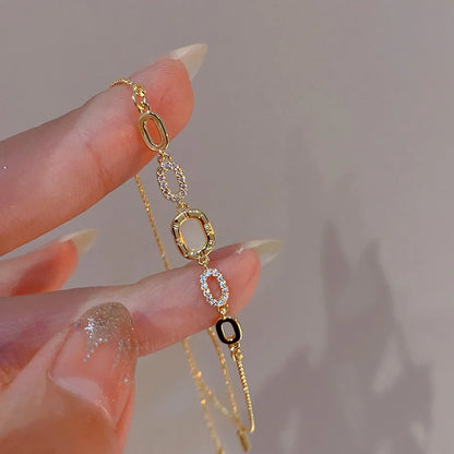 Bracelet type luxe en Zircon plaqué or