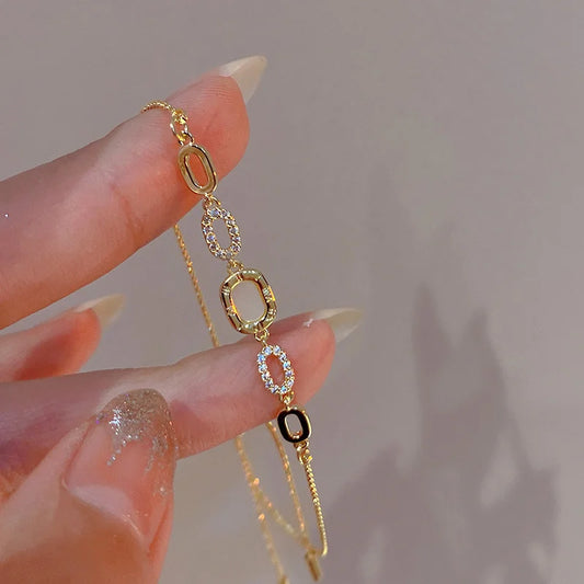 Bracelet type luxe en Zircon plaqué or
