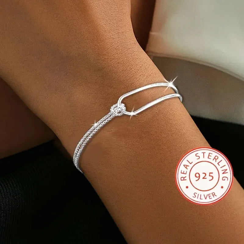 Bracelet en argent simple et élégant, pour femmes nouvelle collection