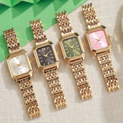 Montre + bracelet Quartz type luxe Plaqué or