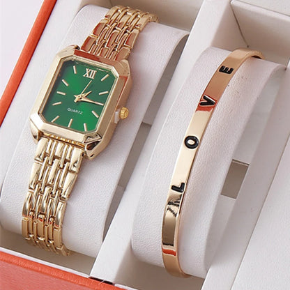 Montre + bracelet Quartz type luxe Plaqué or