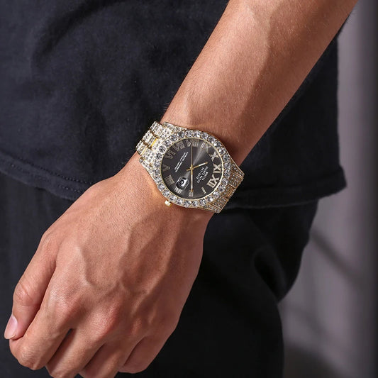 Montre type luxe pour hommes/femmes, Quartz cadrant romain