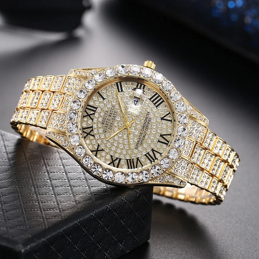 Montre type luxe pour hommes/femmes, Quartz cadrant romain