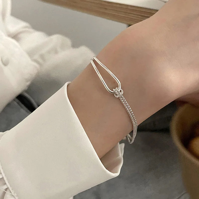 Bracelet en argent simple et élégant, pour femmes nouvelle collection