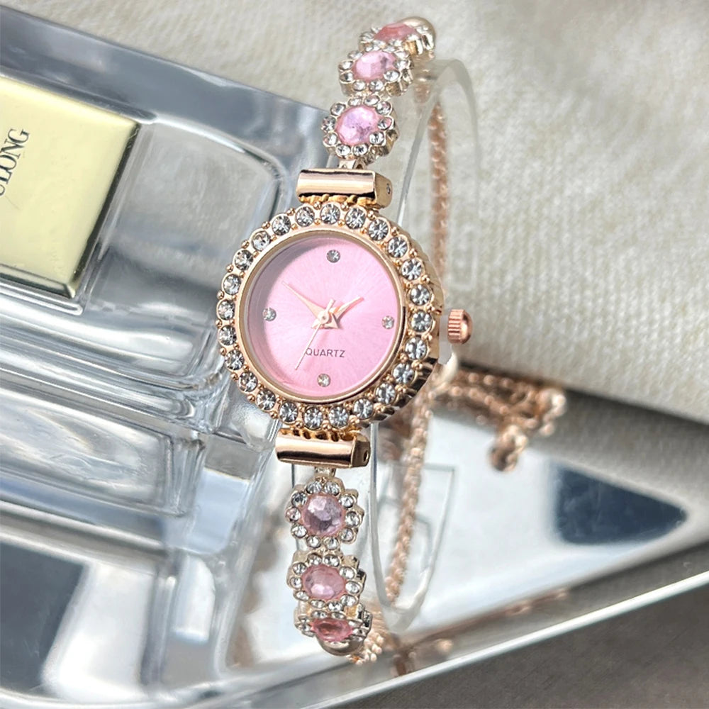 Montre-bracelet et cadran sertis de diamants quartz pour femme