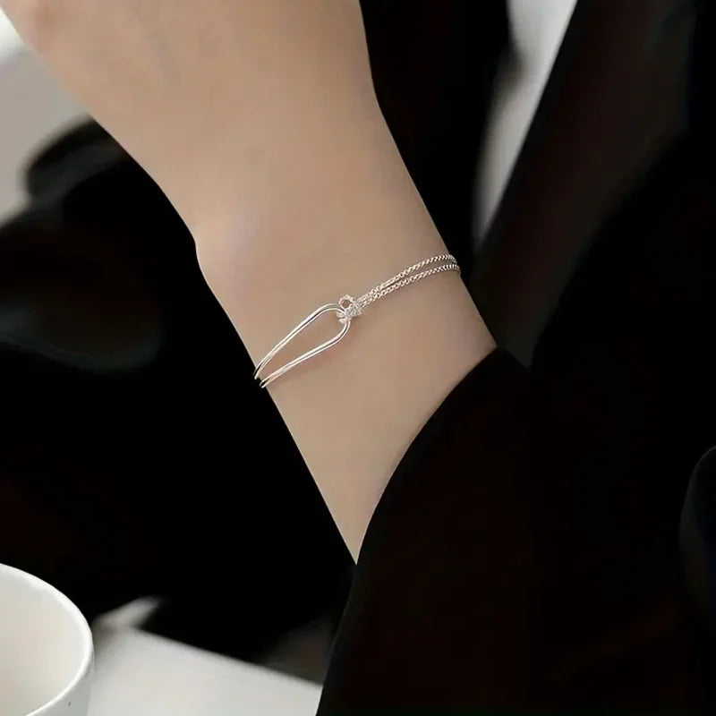 Bracelet en argent simple et élégant, pour femmes nouvelle collection