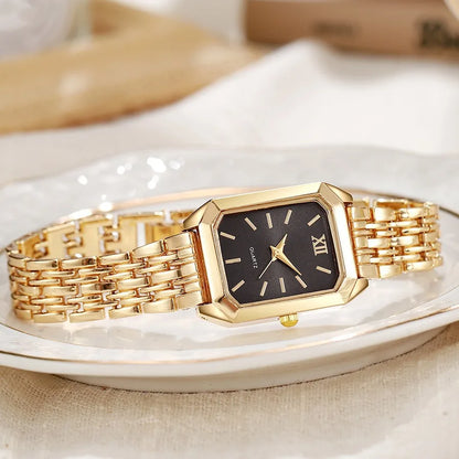 Montre + bracelet Quartz type luxe Plaqué or
